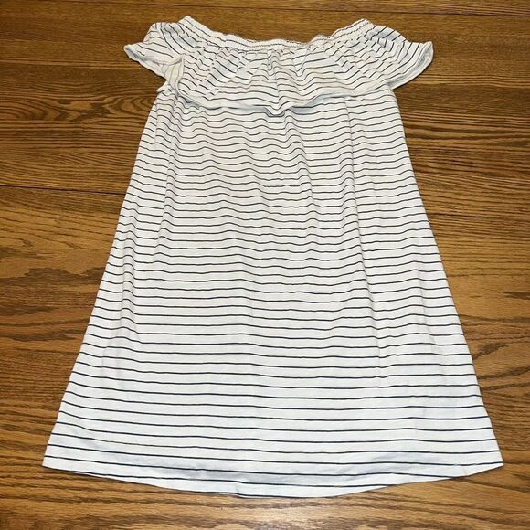 Sundry White and Black Striped Ruffled Boat Neck Dress Women's Size 1 / S - Picture 1 of 4